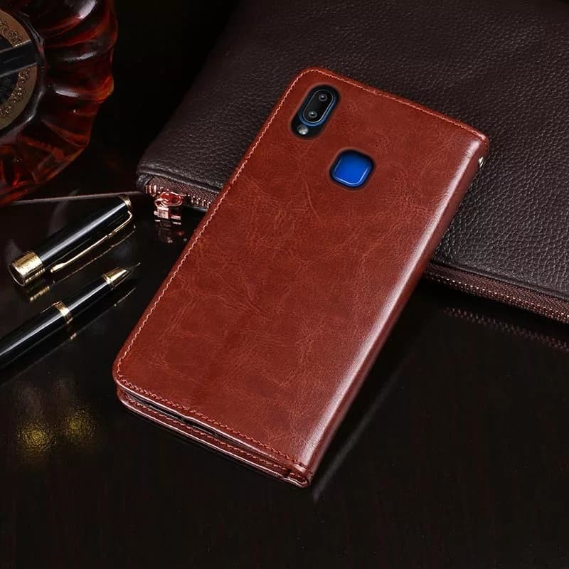 VIVO Y11 Y12 Y12i Y15 Y17 Y19 Y91 Y93 Y91c Y95 CASE FLIP BOOK COVER CASING BUKU KULIT WALLET KANCING SOFTCASE HITAM SILIKON STANDING STAND CASE COVER