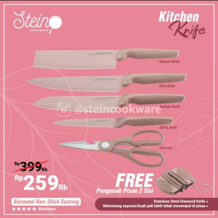 STEIN COOKWARE DIAMOND NON COATING KNIFE SET / STEIN PISAU SET