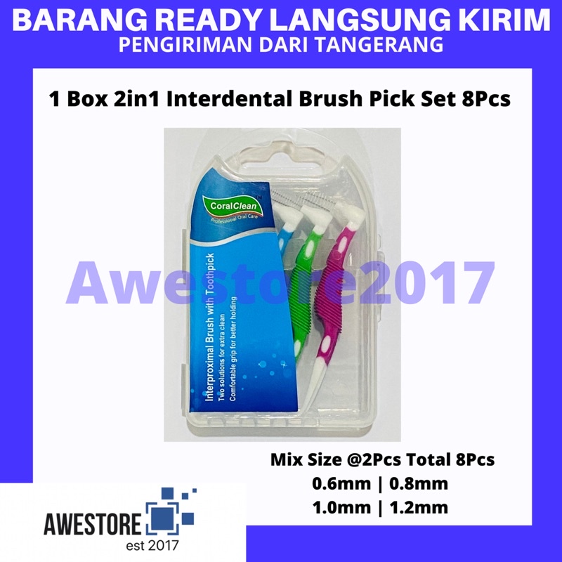 1 Box Mix 4 Size Interdental Brush 2in1 Sikat Gigi Ortho Behel Kawat