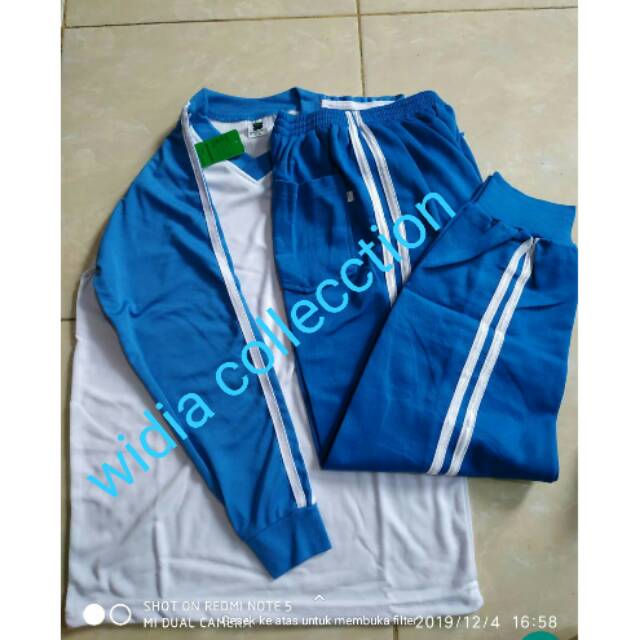 Setelan baju olahraga anak TK dan SD (Putih Biru)