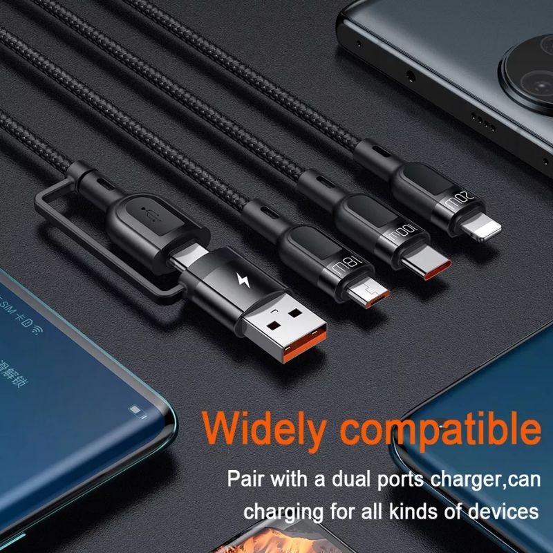 MCDODO Kabel Charger 3 in 1 100W Quick Charge For Laptop, MacBook, Hp Micro Type C &amp; lightning