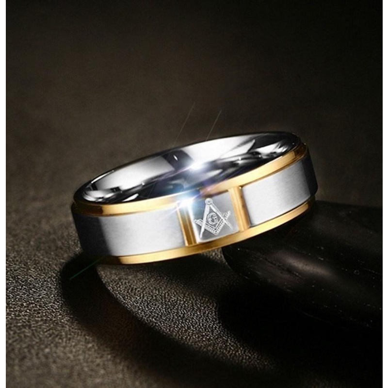 Cincin Bahan Metal Desain Ukiran Freemason Gaya Klasiksimplecasual Untuk Priawanita