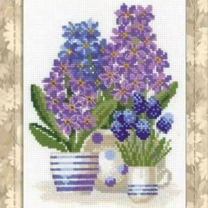 paket kristik bunga pot ungu lavender sat set