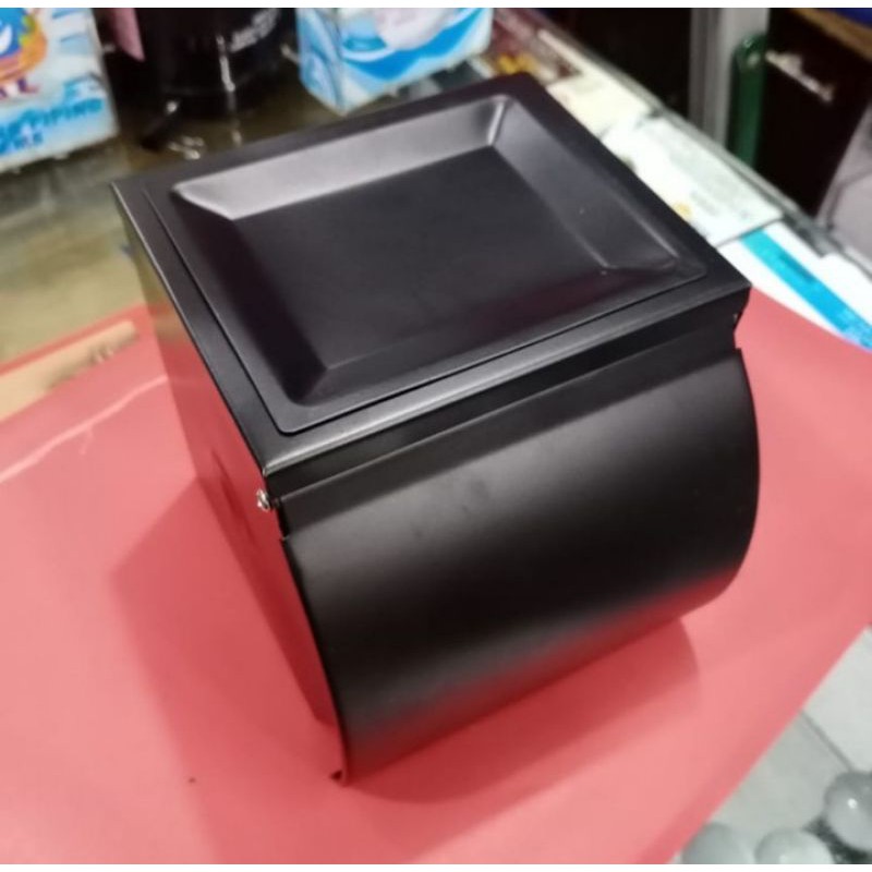 Tempat tissue asbak hitam stainless stell / Tempat tissue hitam