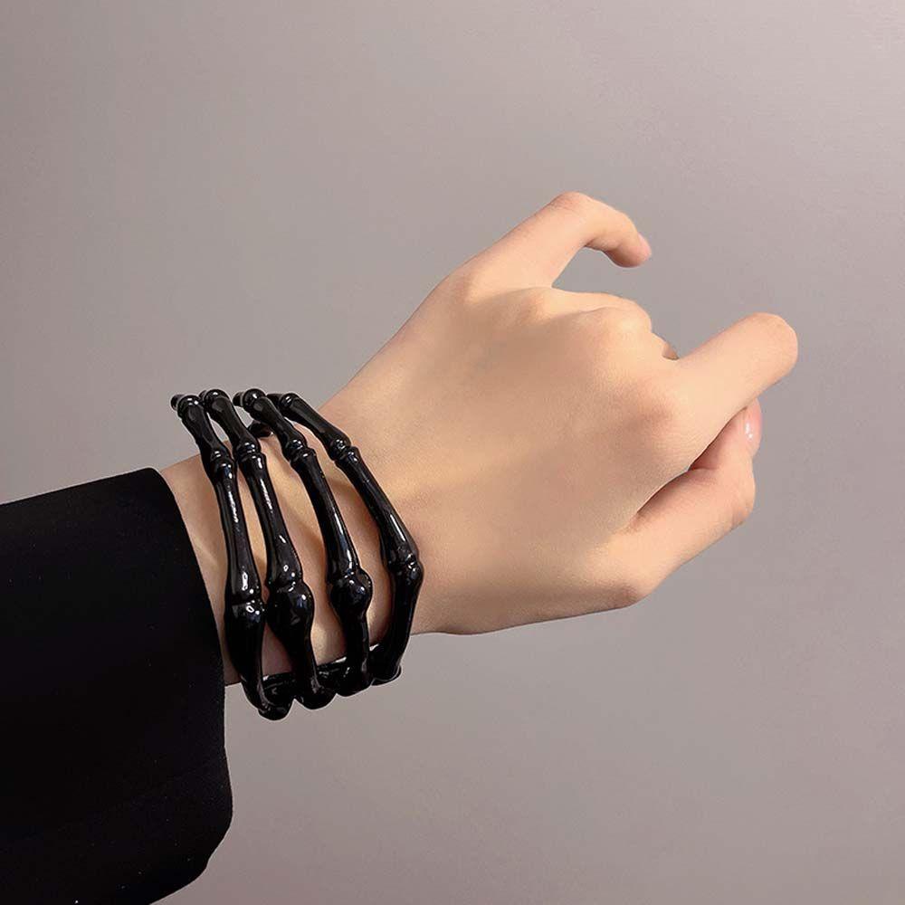 Needway Skeleton Tangan Gelang Punk Berlebihan Pesta Perhiasan Cincin Lengan Halloween Hadiah Hantu Cakar Armlet