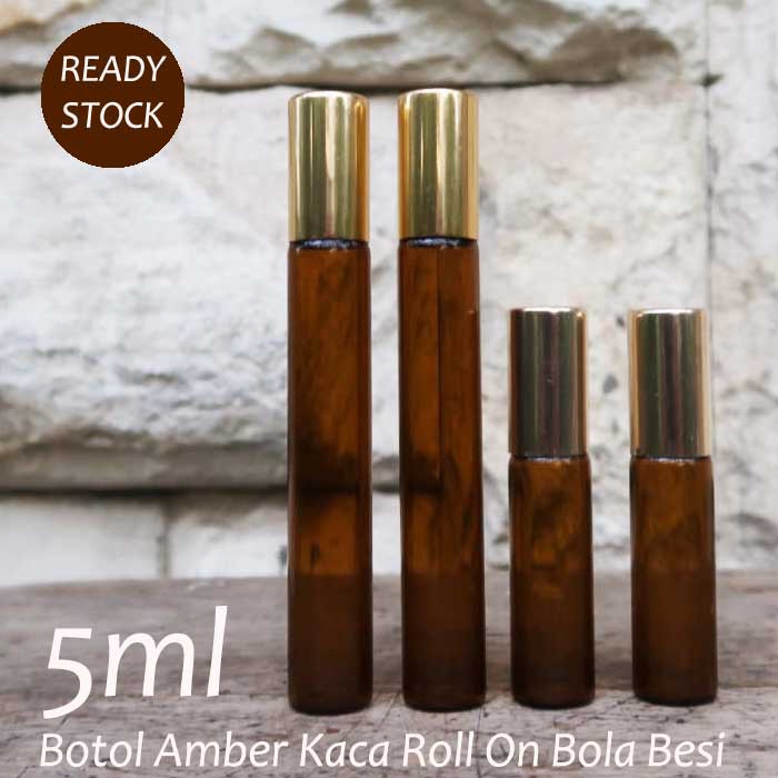 Botol Roll On Amber 5ml Glass Bottle Rol On Parfum Bola Roller BesiBotol Skincare Botol Serum Pump B