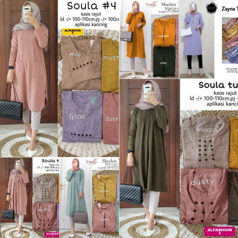 Tunik Kaos Rajut Soula Tunik Daily Import Adem Melar Elastis Tunik Remaja Ibu Fashion Muslimah