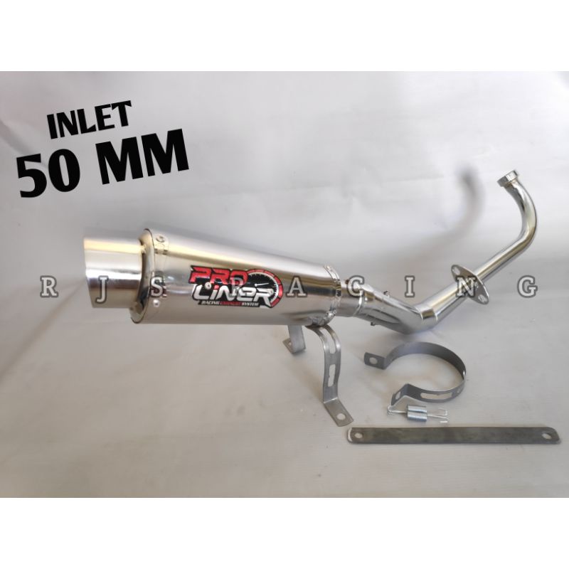 Knalpot Racing INLET 50 MM RCB PROLINER CLD KAWAHARA  FULL SYSTEM Beat Fi Beat Karbu Mio Sporty Smile Mio M3 /J / Z Mio GT Xeon GT/RC Xeon karbu Scoopy  Soul GT Fino Fi X Ride Spin Nex Sky Wife Sky Drive Vario 110 Karbu Vario 125/150 Freego Fazzio Genio