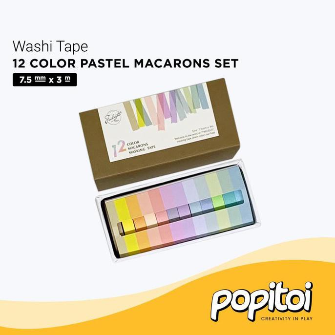 

Ready Stock] Washi Tape: Pastel Macarons Series (12 Colors Set) - 7.5 Mm