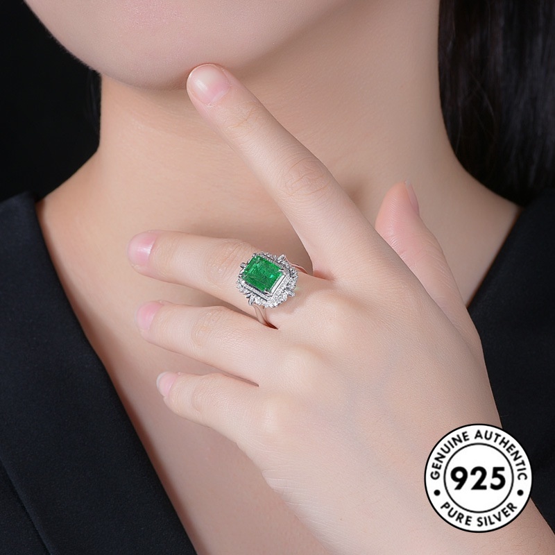 Cincin Batu Permata Bahan S925 Silver Plated