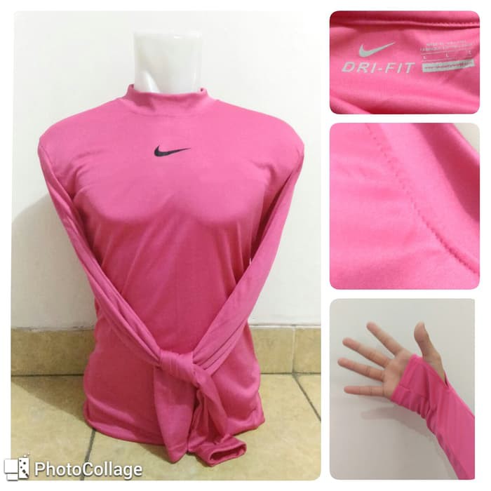 Baselayer Manset Lengan Panjang Nike Pink Baju Olahraga Terlaris
