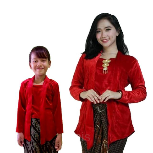 Kebaya bludru kutu baru dewasa dan anak