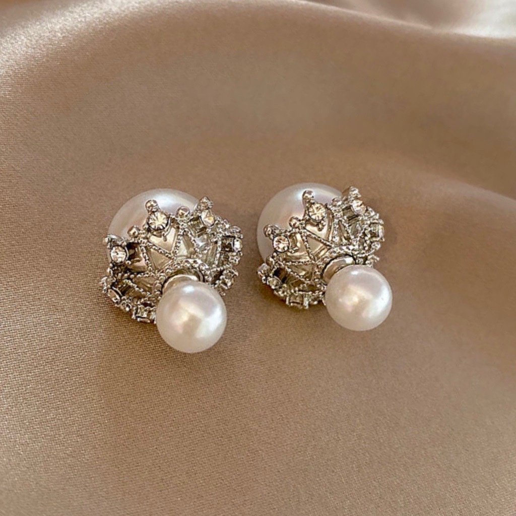 Anting Tusuk Sterling Silver 925 Hias Mutiara + Berlian Imitasi Gaya Korea Untuk Wanita 2021