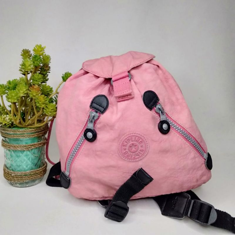 Ransel Bucket Kipling Original/ Tas Ransel Cewek warna Pink/ Ransel Serut Wanita Preloved