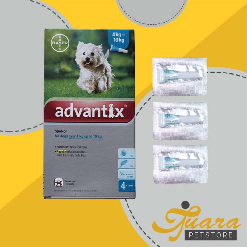 Advantix Dog 4 Kg Up To 10 Kg Obat Kutu Tetes Caplak Anjing Kecil