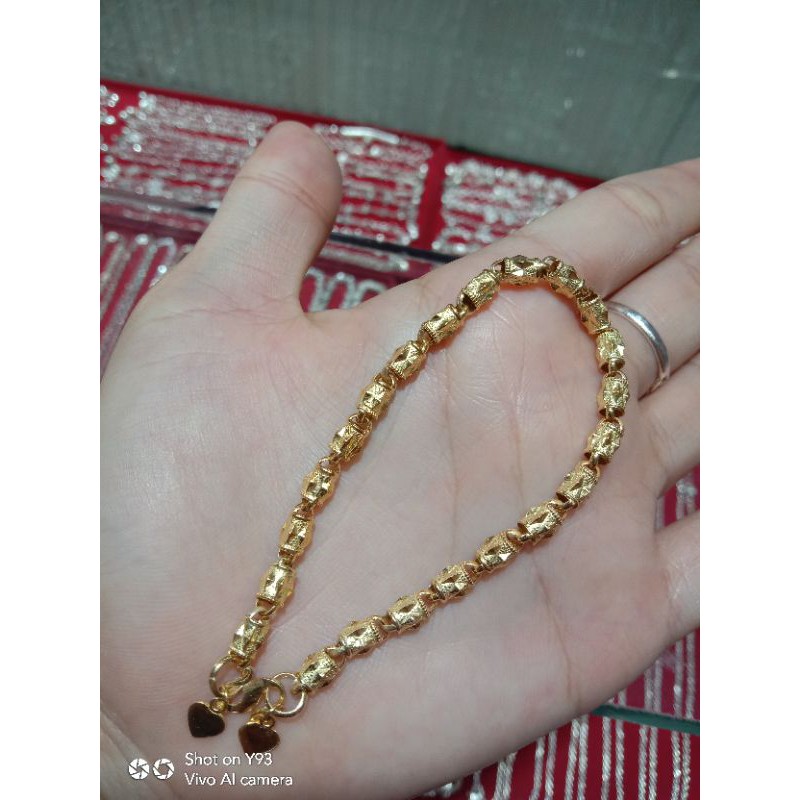 Gelang batik perak dewasa sepuh mas 24k