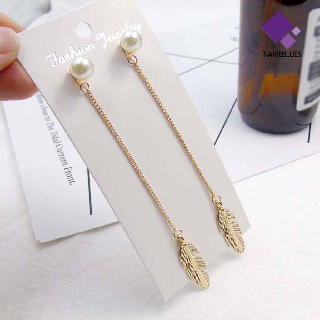 Anting Drop Desain Daun Untuk Perempuan