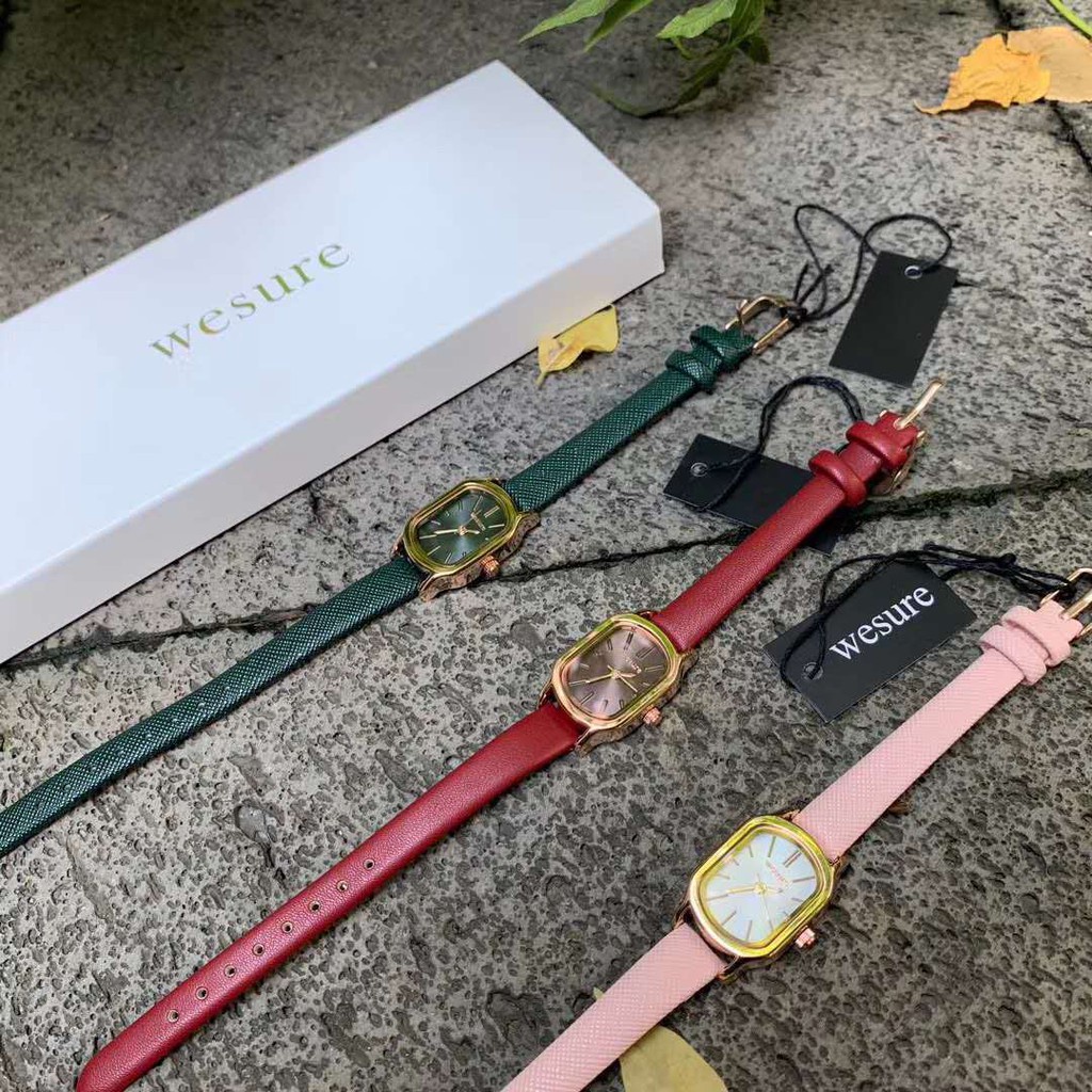 Jam Tangan Analog VENCY MINI Wanita Kecil Strap Pu Dial Kotak Gaya Korean Watch Fashion Wanita