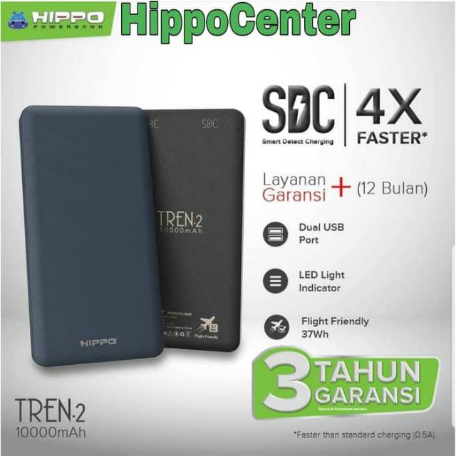 POWER BANK HIPPO TREN 2 10000 MAH SMART DETECT CHARGING POWERBANK JS26