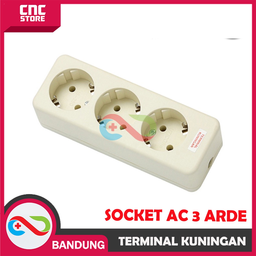 TERMINAL KUNINGAN STOP KONTAK 3 LUBANG SOCKET AC 3 ARDE