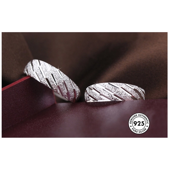 Cincin Pasangan Bahan S925 Silver Gaya Simple