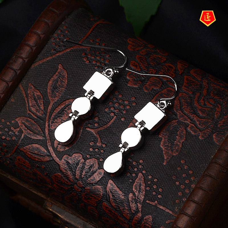 [Ready Stock]Charming Lavender Amethyst Rhinestone Earrings Retro Personality