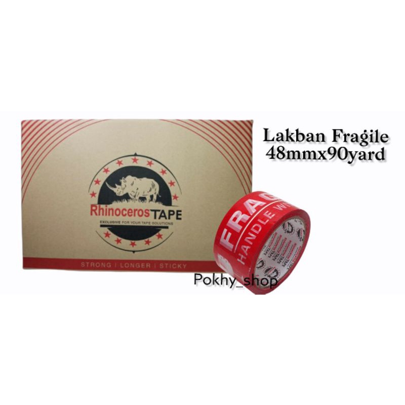 

Lakban Fragile Rhinoceros 48mm x 90 yard isi 72 pcs / JTR