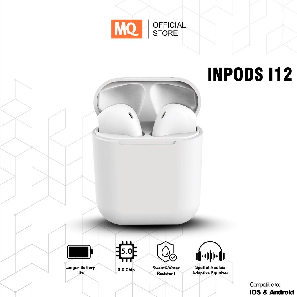 MQ TWS inpods i12 / 12 Pro Headset Bluetooth Macaron Handsfree Earphone Earbuds Headphone IZIN POSTEL TRUE Wireless STEREO Bluetooth Android HiFi