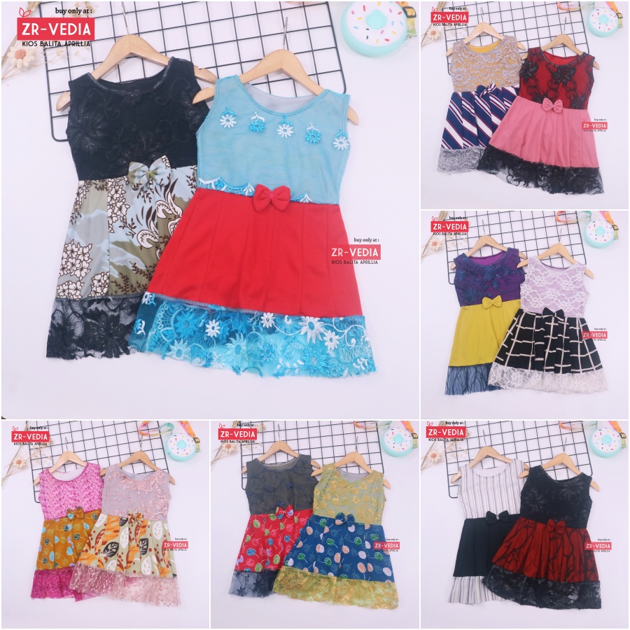 Dress Zulfa uk 1-2 Tahun / Dres Brokat Anak Perempuan Brukat Balita Cewek Pakaian Baju Import