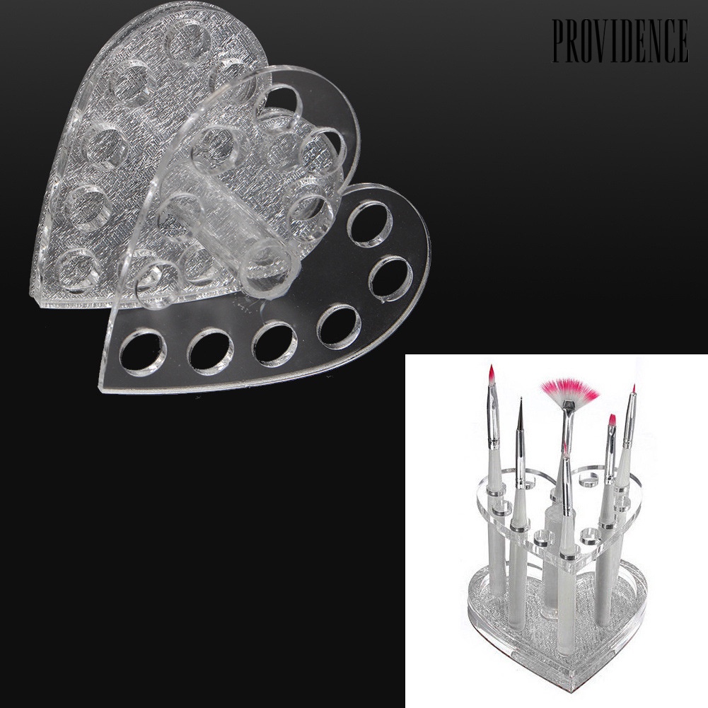 Providence Heart Round Shape 12 Holes Brush Pen Holder Nail Tool Display Shelf Organizer