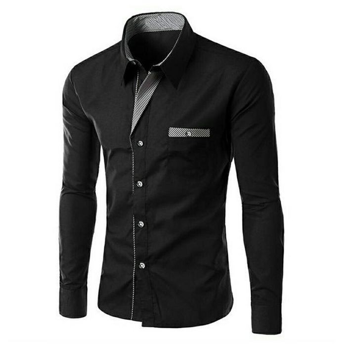 Kemeja Formal Pria Lengan Panjang Motif Garis-garis Vertikal Bahan Velvet Untuk Musim Gugur Ke 31WOW