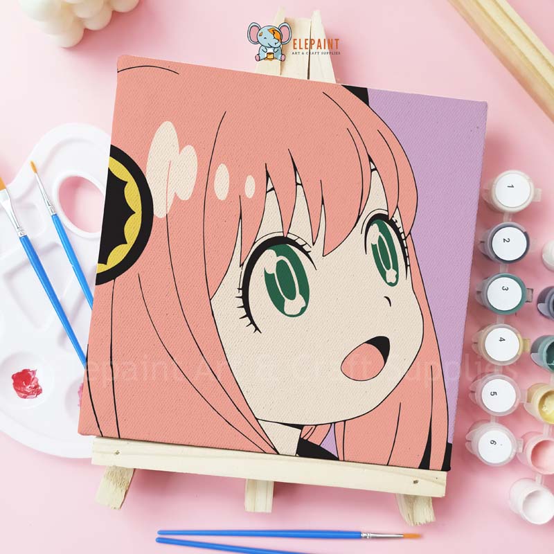 

Paint By Number 20x20cm Anime Anya1 Bear DIY Painting Kit Spy x Family Mewarnai Lukisan with Wooden Frame Numbers