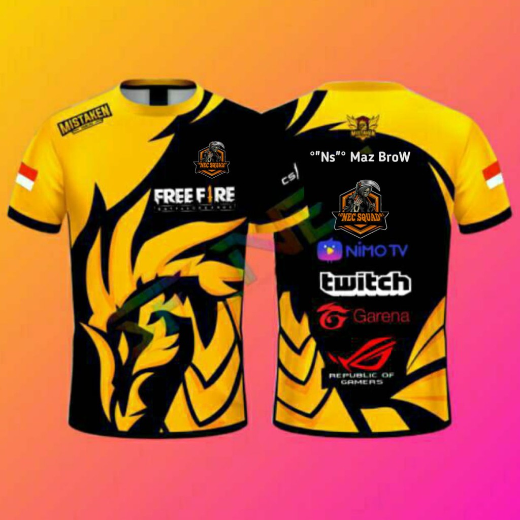 jersey baju kaso gaming custom free firee pubg  evos 