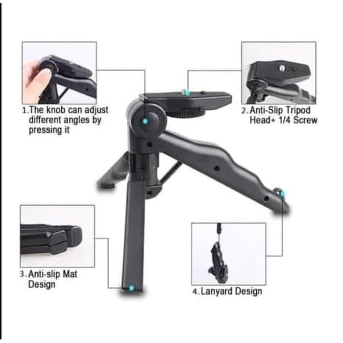 Tripod Handle Mini Gagang Portable Tripod Folding 2 in 1 HP Smartphone