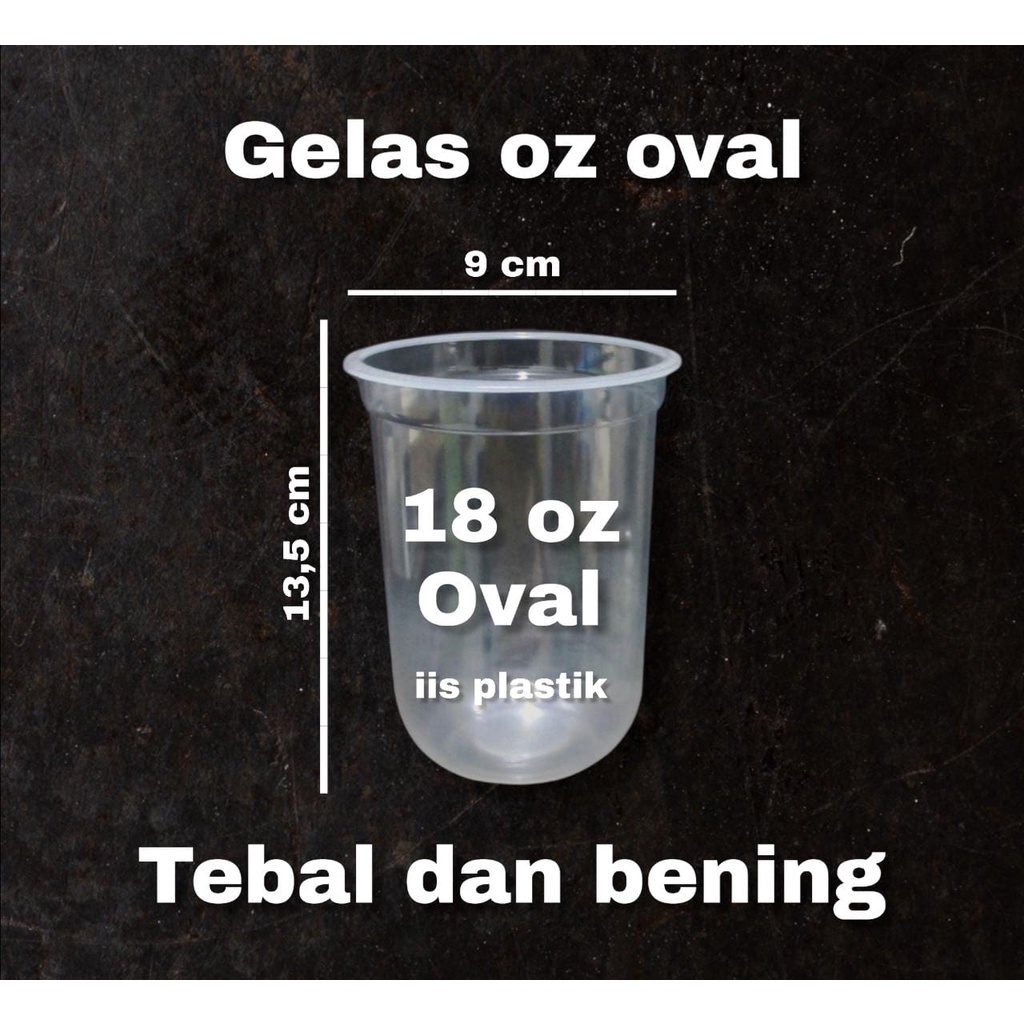 Gelas Plastik PP 22oz 18oz 16oz 14oz 12 oz Oval Plastic Cup PP 22 18 16 14 12 Oz JC22P POLOS