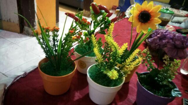 Pot + Bunga Hias Bunga Plastik Bunga Palsu Bunga Artifisial Kaktus Hiasan Rumah Shabby Home Decor