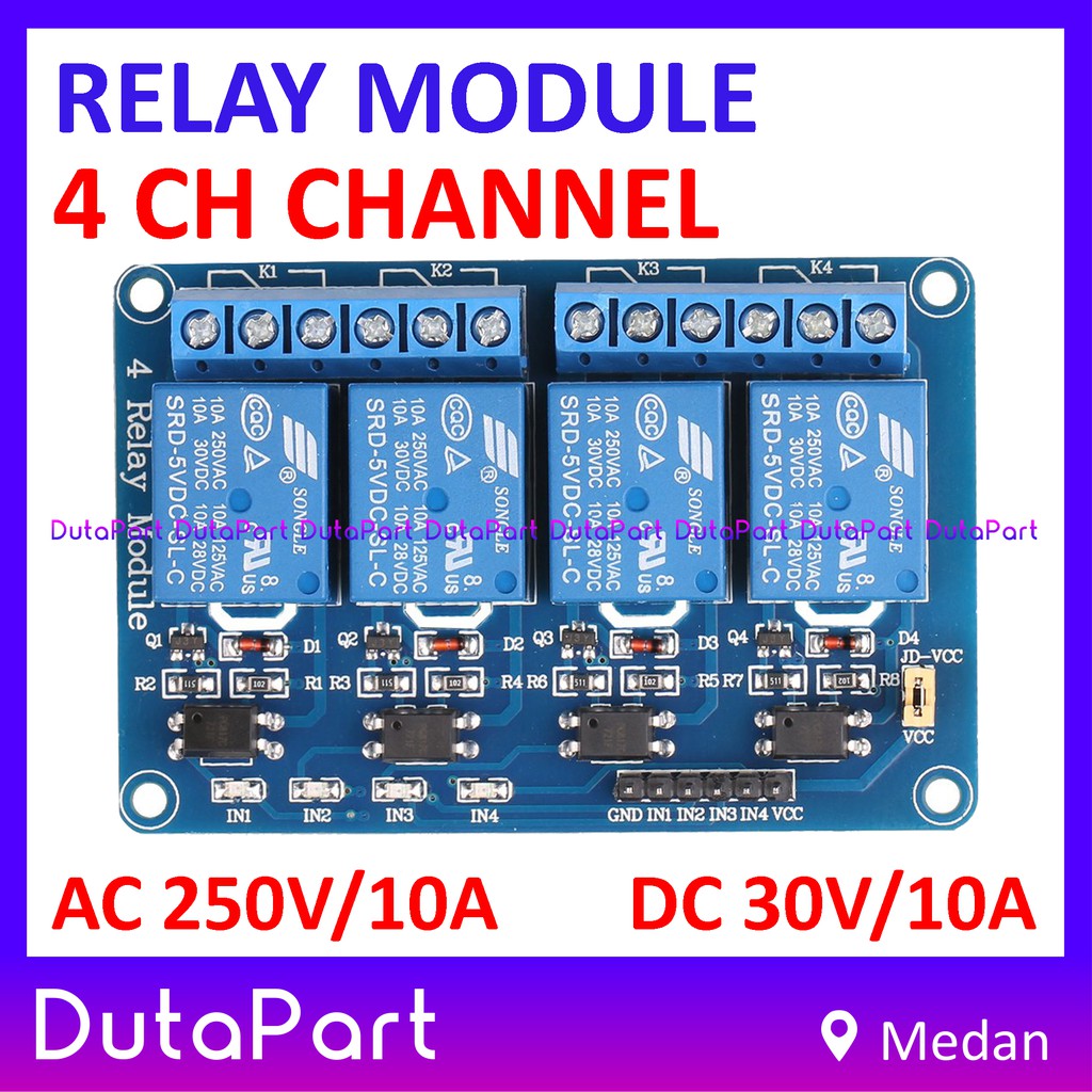Relay Module 4 CH Channel 250VAC 30VDC 10A 5V With Optocoupler Modul