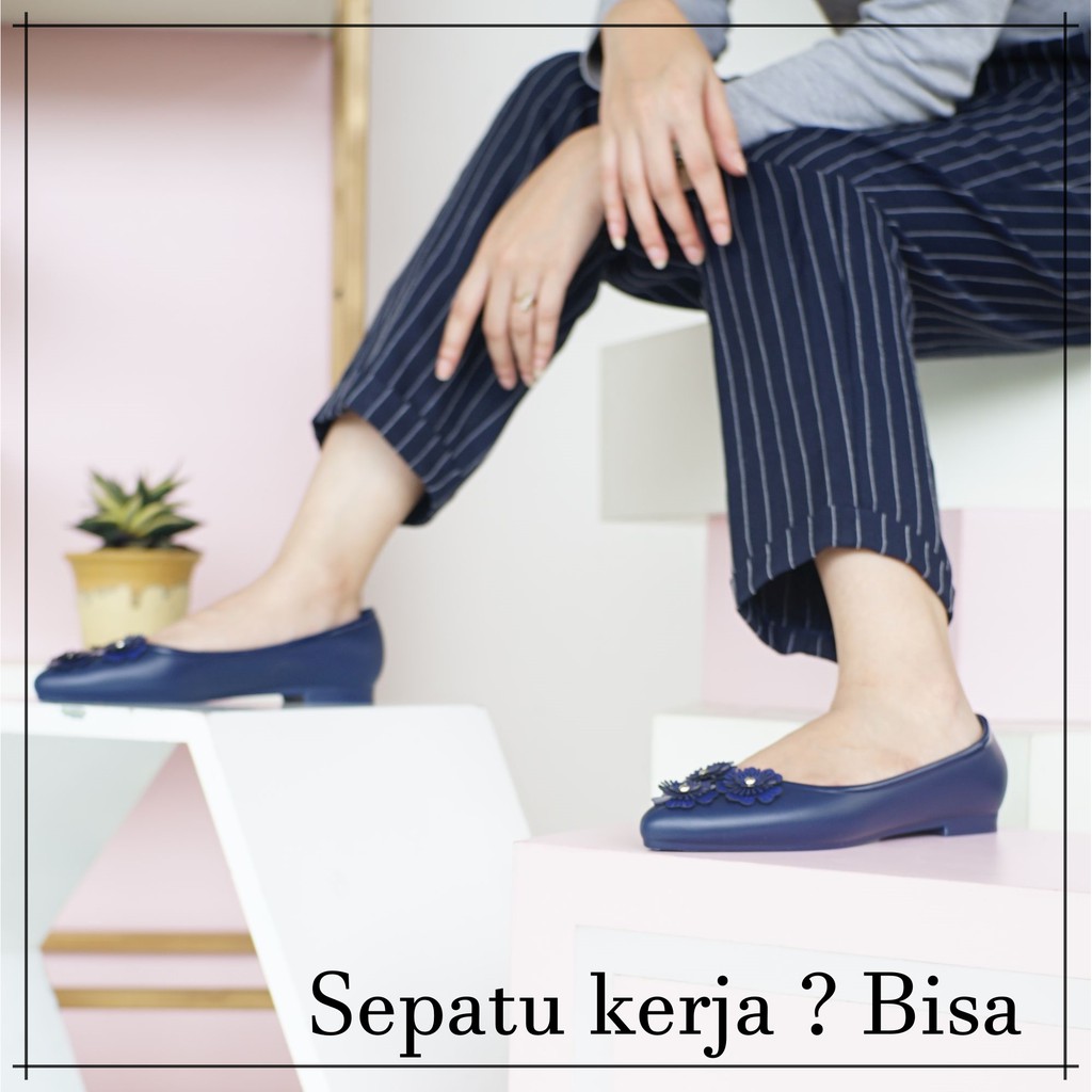 Sara Sara CANTIKA Sepatu Jelly Wanita Kekinian Sepatu Flatshoes Cewek Kerja Kantoran Casual Hak Datar Terbaru