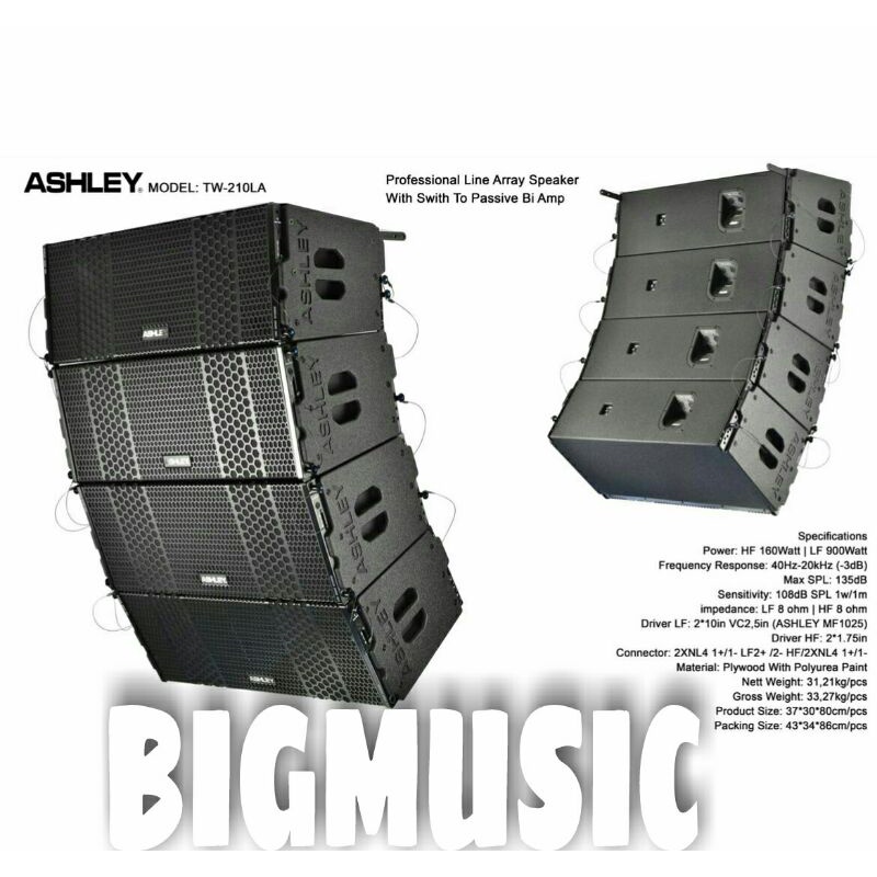 Speaker Line Array Ashley TW 210 LA Original Passive Array TW 210LA