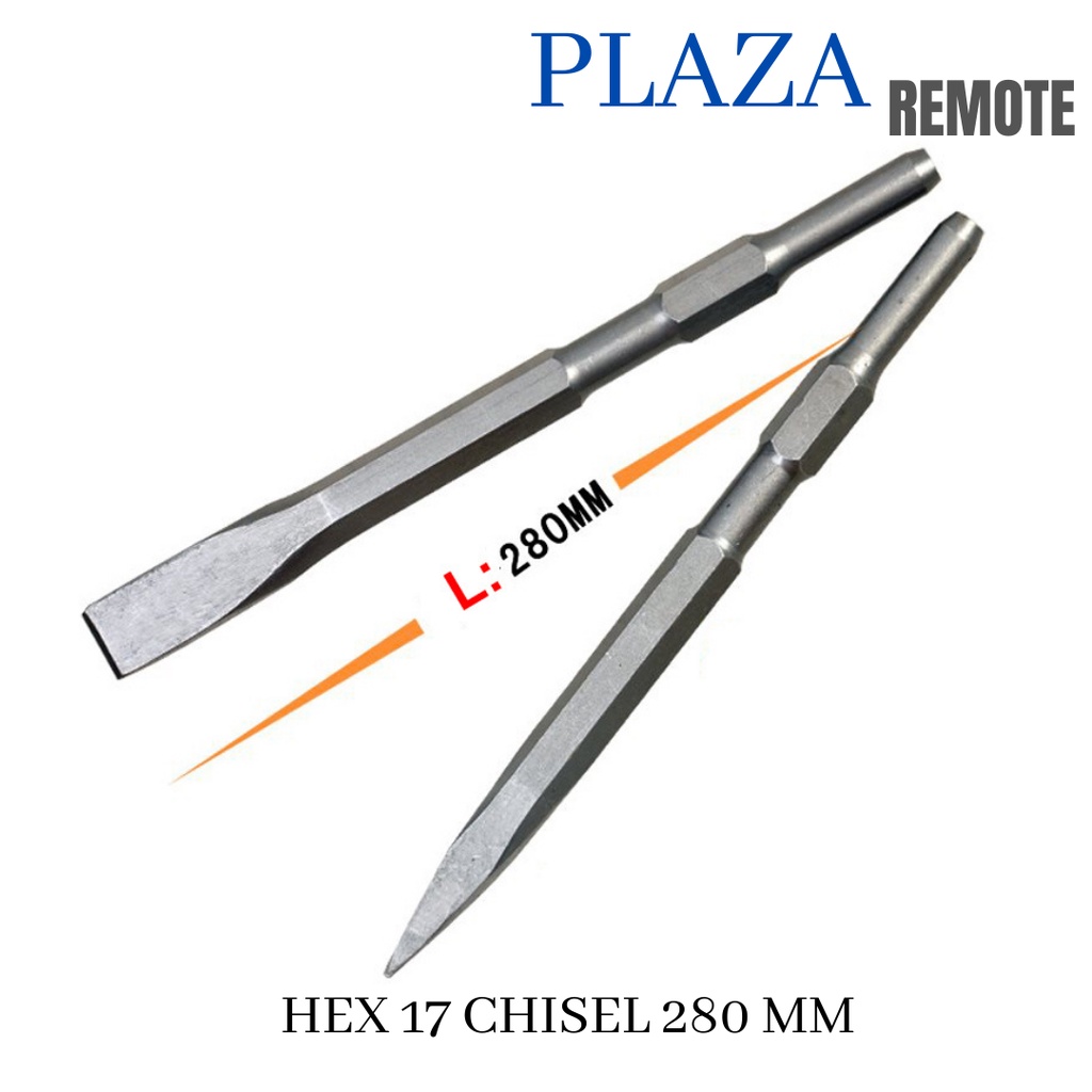 MATA BOR CHISEL ALAT BOBOK BETON TEMBOK HEX 17 280 MM MODEL LANCIP DAN DATAR