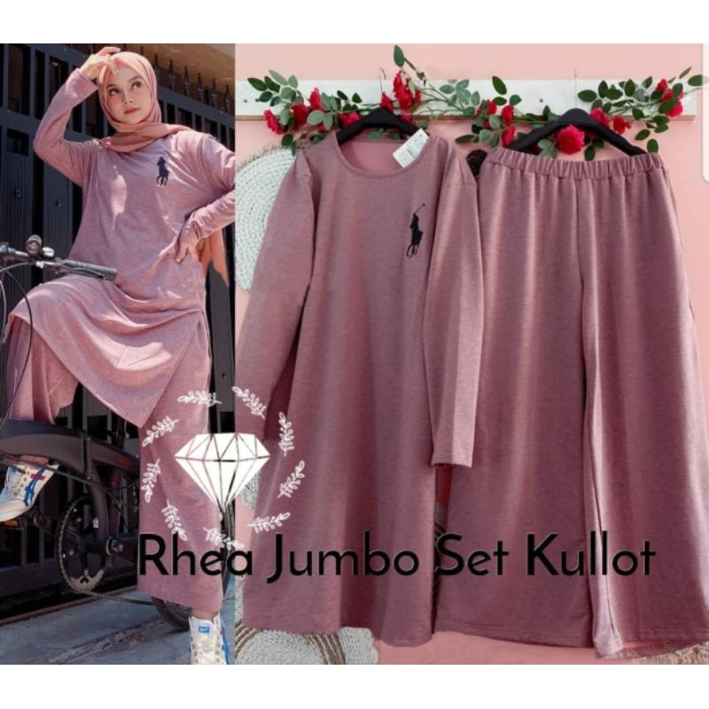 ( L - XXL ) SET SETELAN CELANA KULOT TUNIK RHEA JUMBO BIGSIZE BABITERRY KR ADA VIDEO REAL PICT