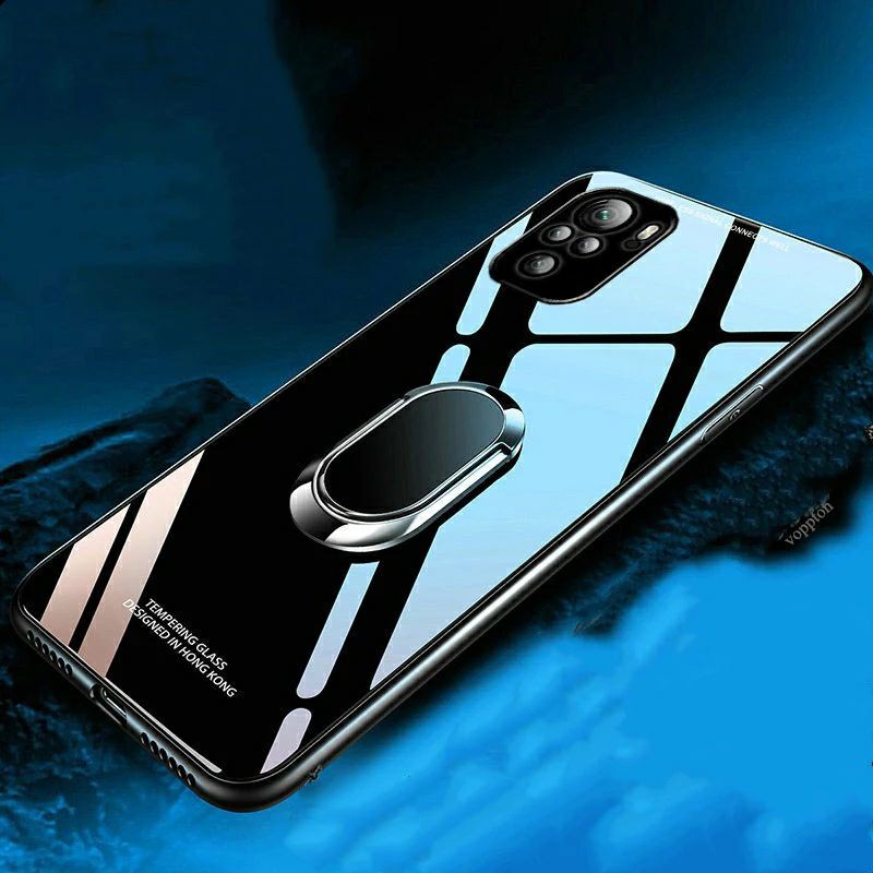 Glass Case RING Magnetic Xiaomi Poco F3 2021 Casing Cover Backdoor Tempered Miror