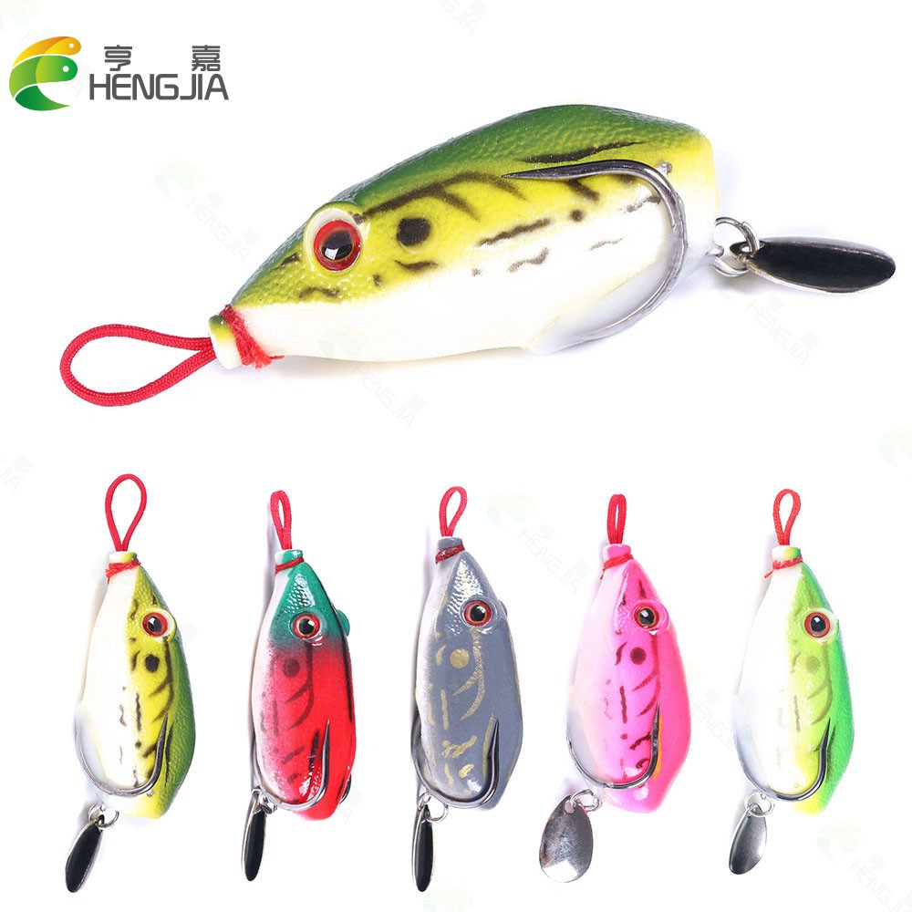 HENGJIA 1PCS NEW Umpan Frog Fishing Lure 5.5cm/6cm 13g Soft Swimbait with Sequins Spoon Soft Frog Bentuk Katak