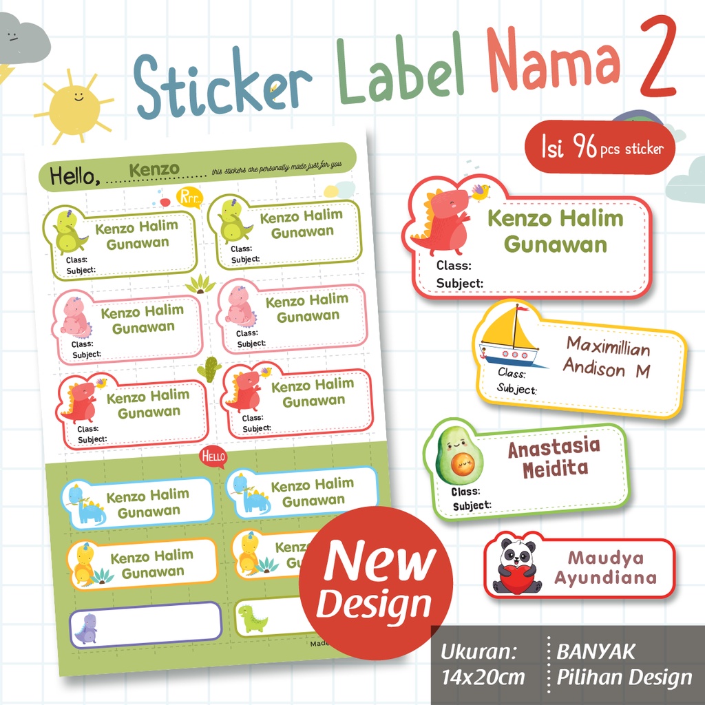 

[CUSTOM] Sticker Nama/ Sticker Label Nama/ Sticker Buku Pelajaran/ Sticker Nama Anak