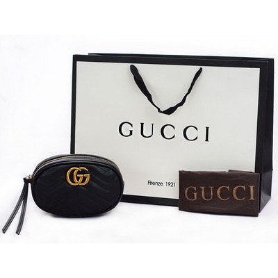 PROMO Tas Pinggang Gucci Marmont GG Matelasse Hitam AP476434 Terlaris