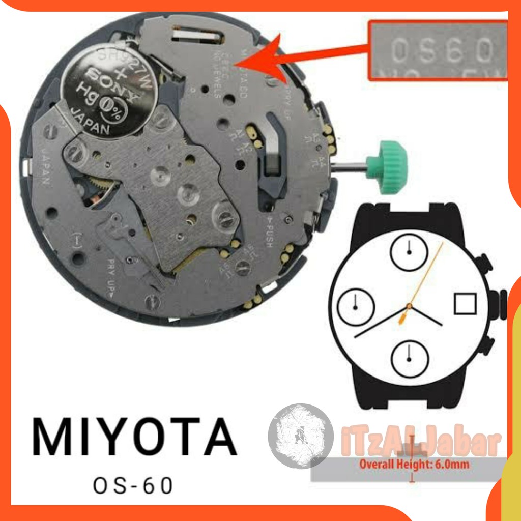 Mesin jam tangan Miyota OS 60 Japan Mesin Miyota OS60 Original