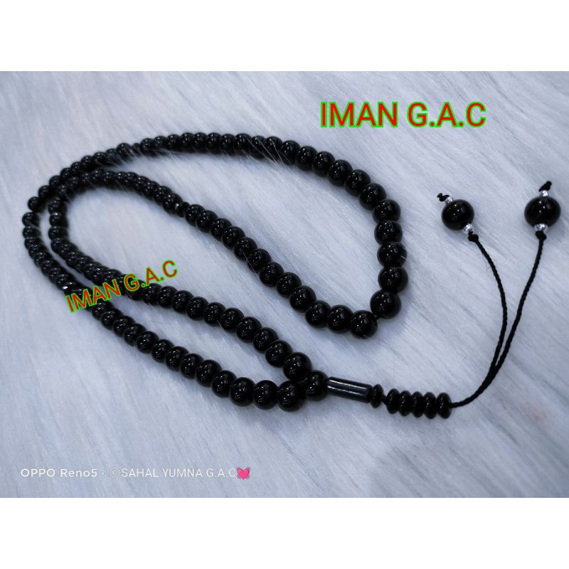 tasbih batu limbad 10mm 99butir asli/tasbih batu black jade oleh2 haji tidak akan luntur