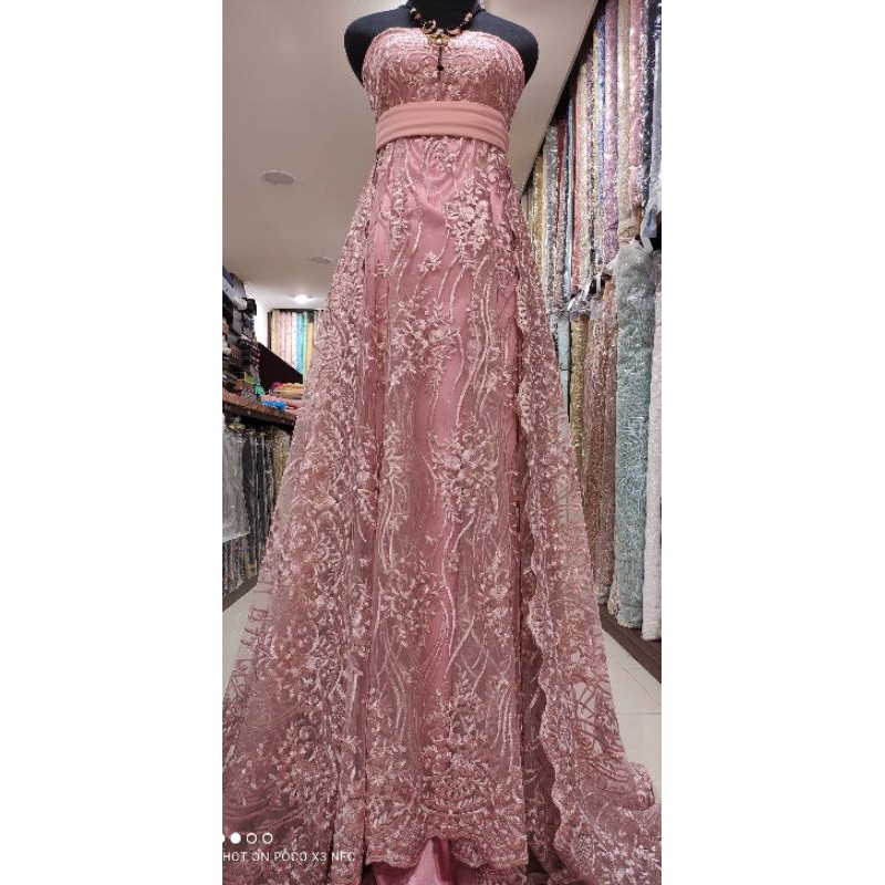 Kain Tulle Brokat Lace Dress Kebaya Salur Akar