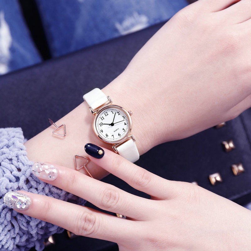 Jam Tangan Wanita Kecil Analog Quartz Dengan Strap PU Leather Fashion Casual Import