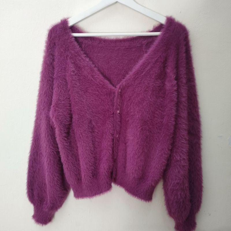 Cardi Fuzzy Rope Picnic Magenta